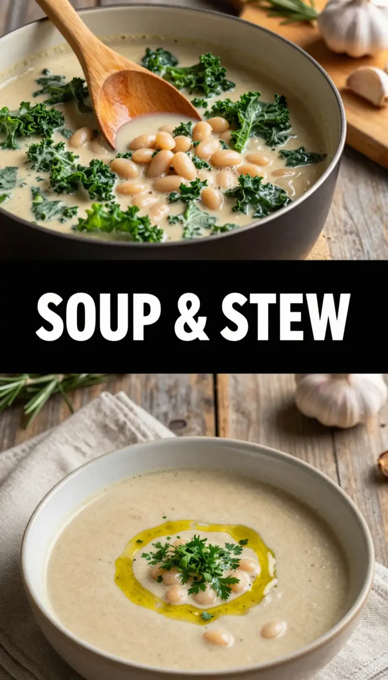 Tuscan White Bean Soup with Kale and Garlic