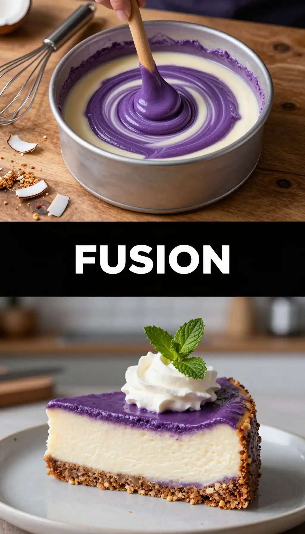 Ube And Coconut Milk Cheesecake