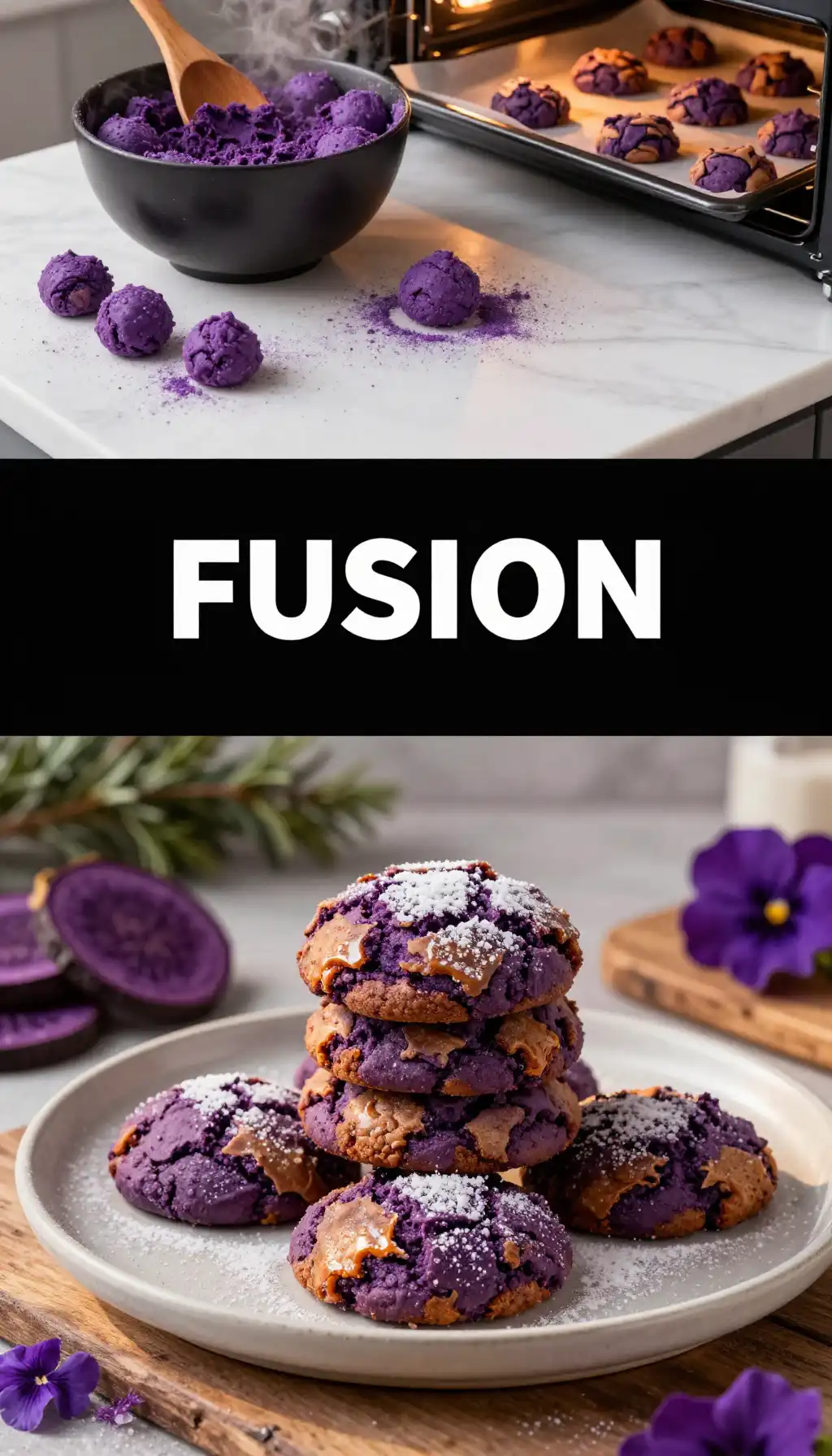 Ube Crinkle Cookies