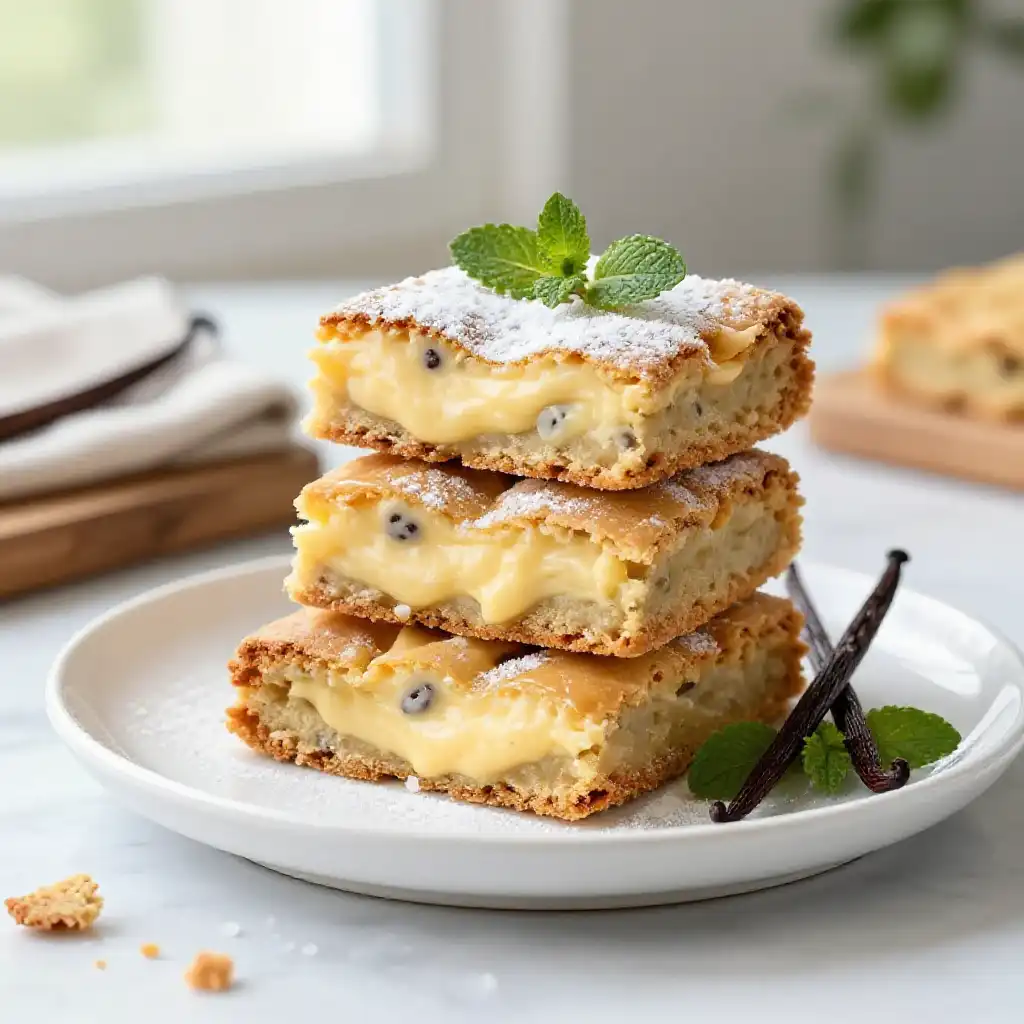 Vanilla Bean Cream Cheese Blondies plated dish