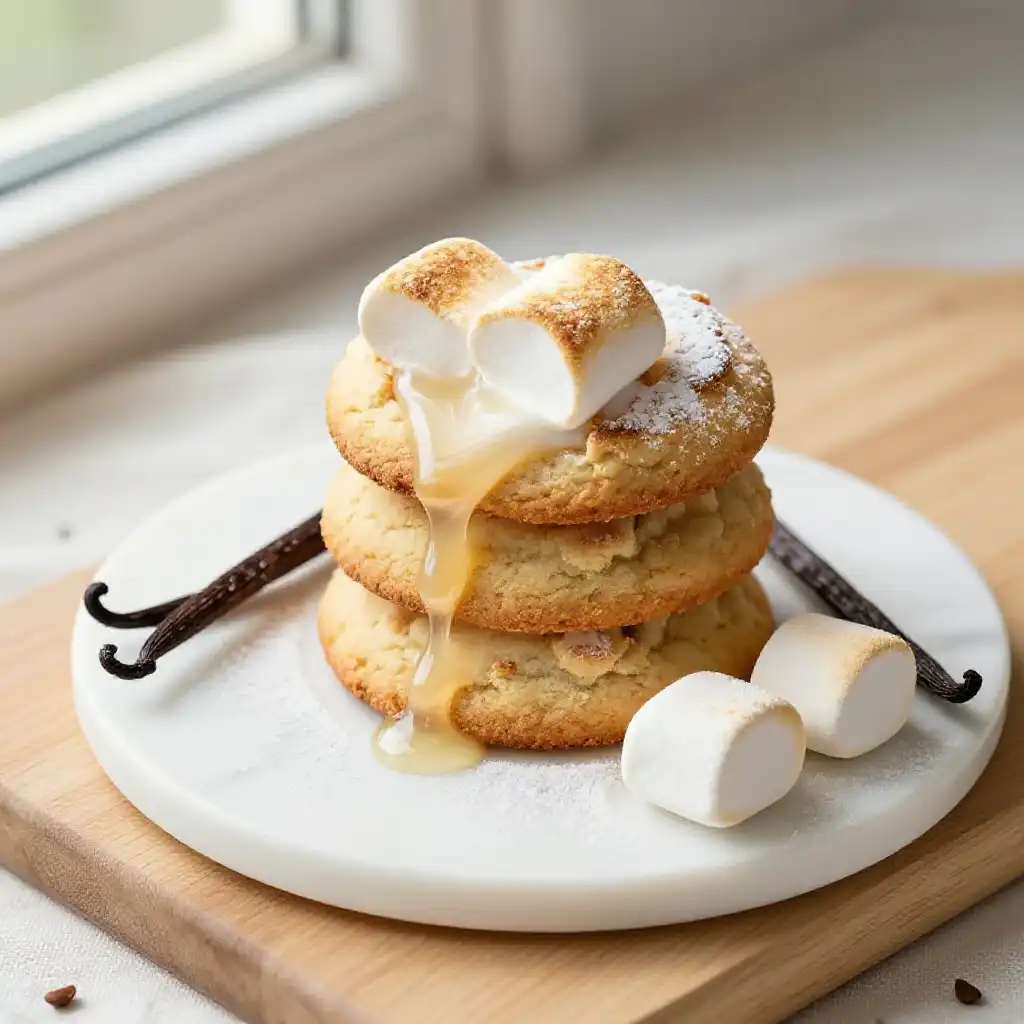 Vanilla Bean Marshmallow Cookies plated dish