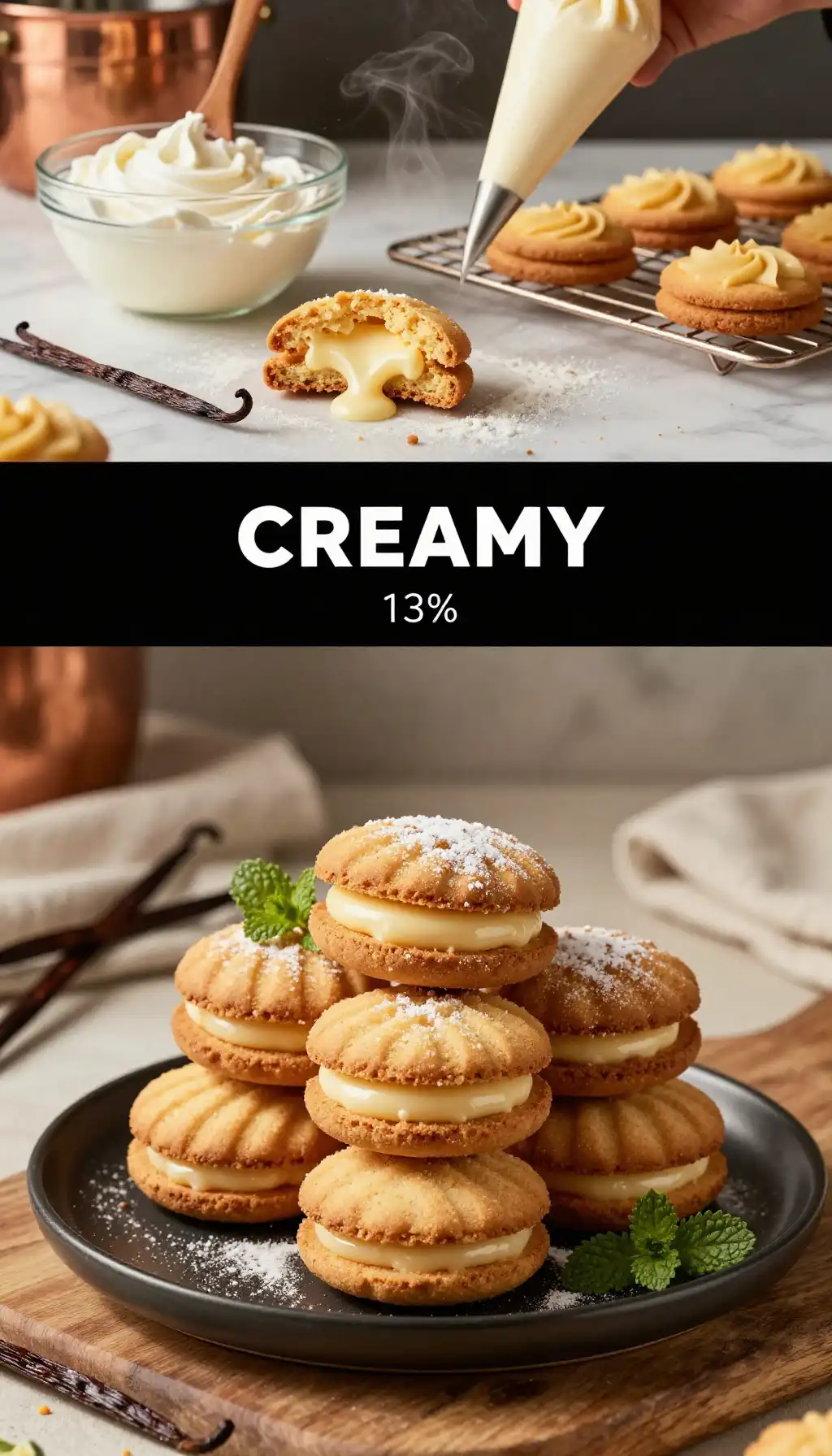 Vanilla Cream Filled Sandwich Cookies pinterest pin