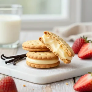 Easy Vanilla Cream Filled Sandwich Cookies Recipe