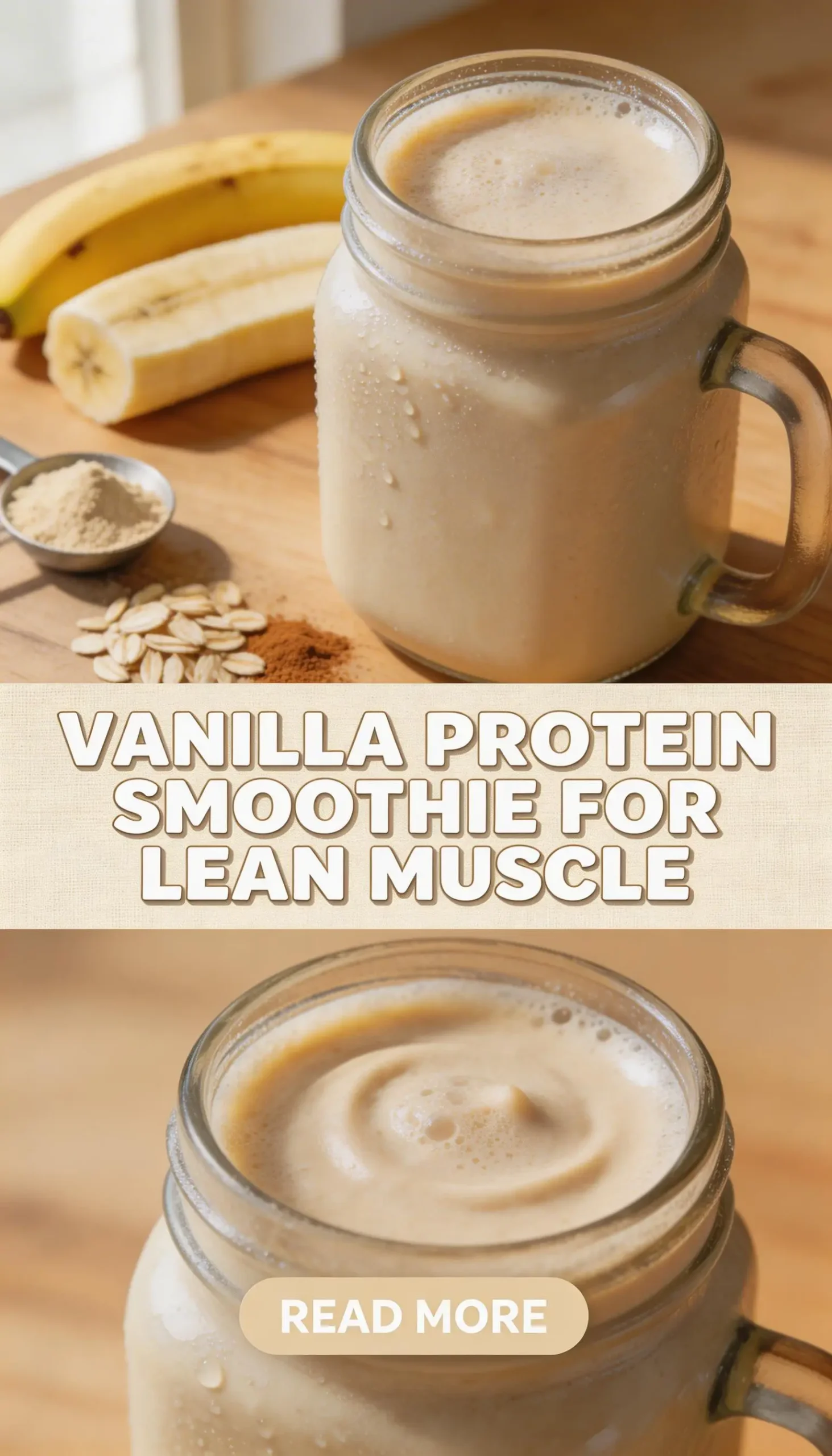 Vanilla Protein Smoothie for Lean Muscle pinterest pin