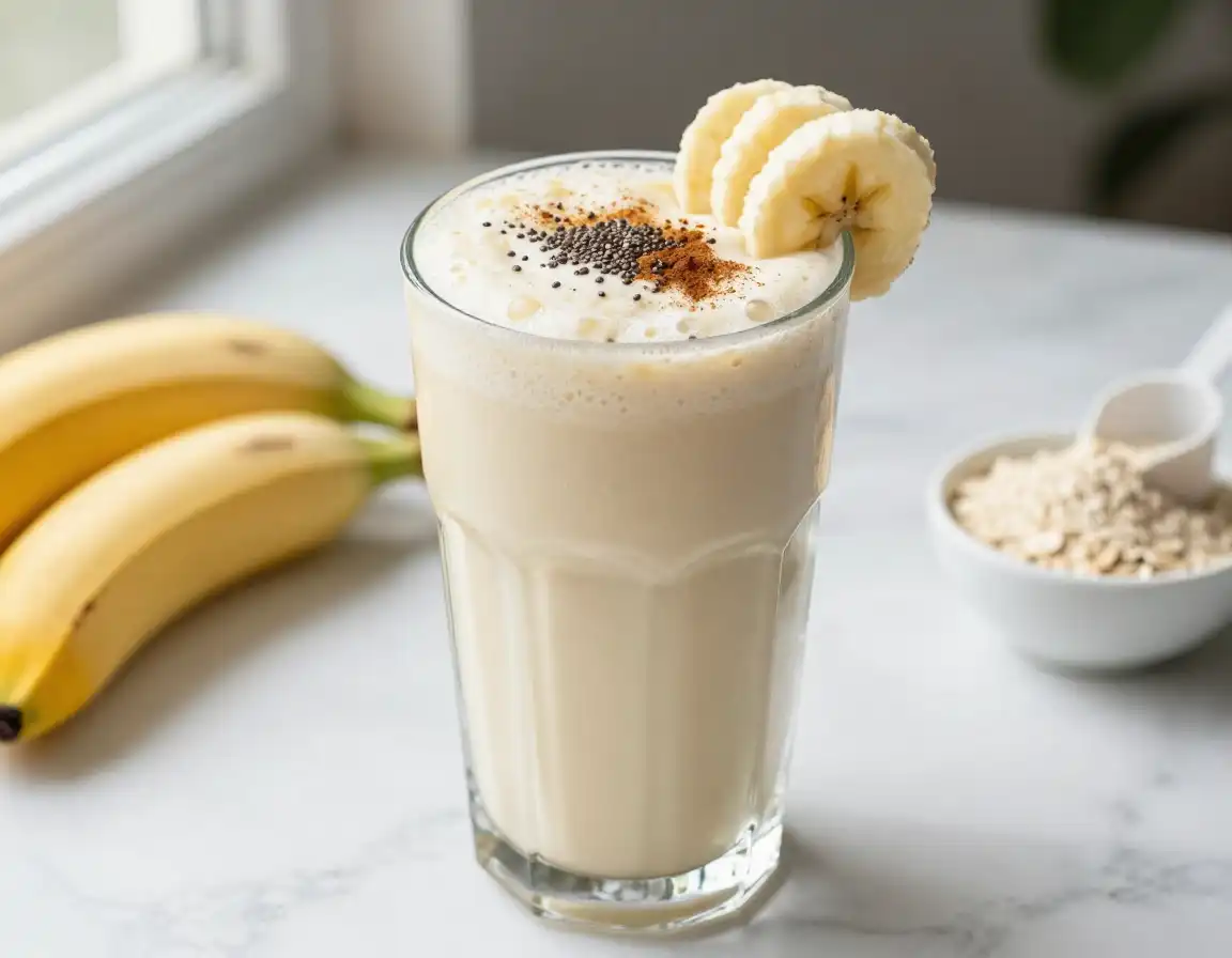 Vanilla Protein Smoothie for Lean Muscle plated dish