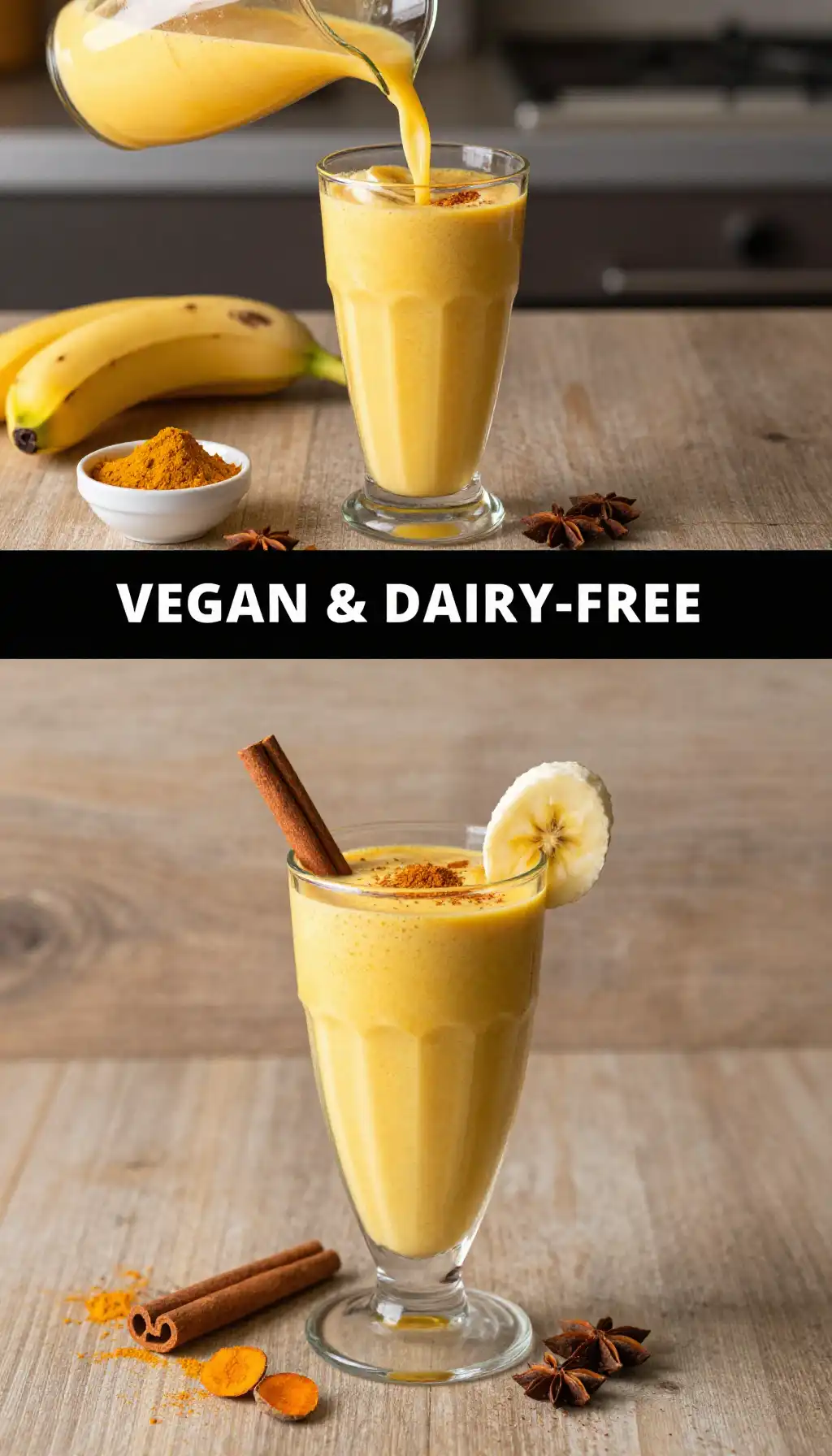 Vegan Golden Milk Smoothie with Turmeric and Coconut pinterest pin