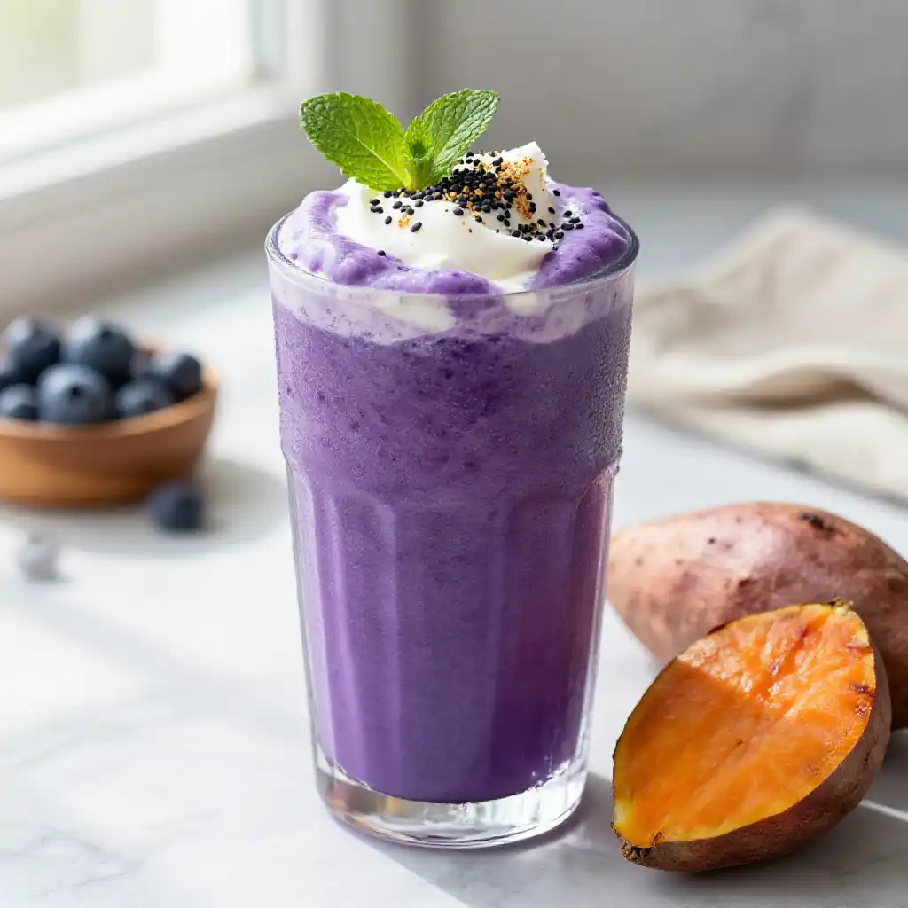 Viral Purple Sweet Potato Smoothie for Antioxidants plated dish