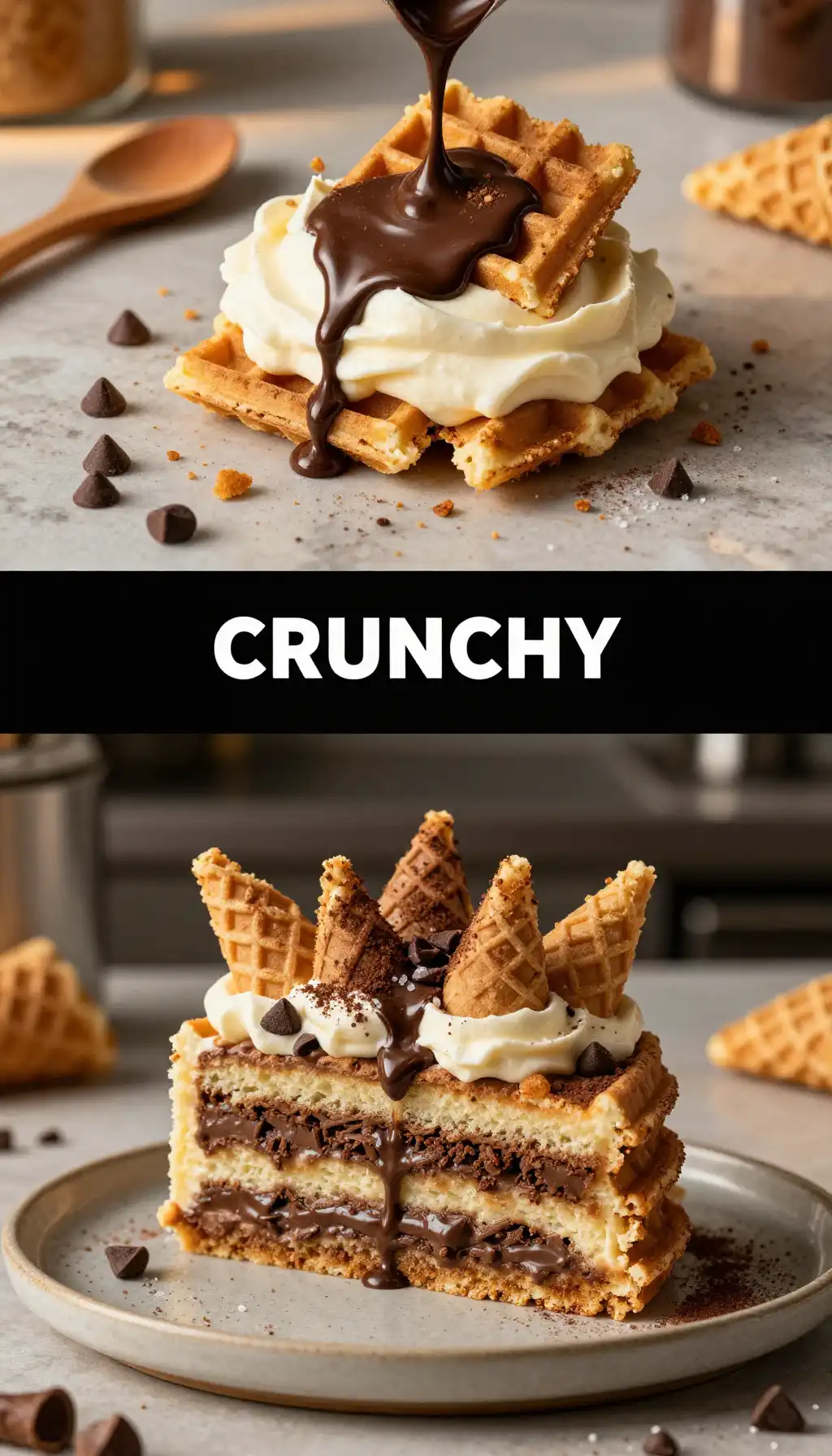 Waffle Cone And Chocolate Chip Cake