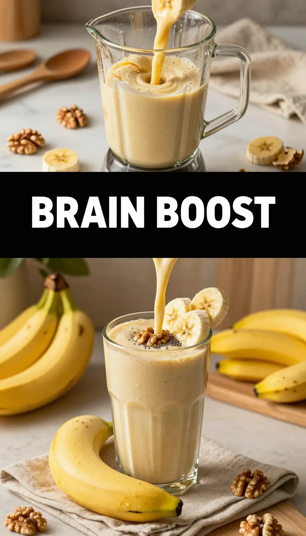 Walnut Banana Smoothie for Omega-3 Brain Boost