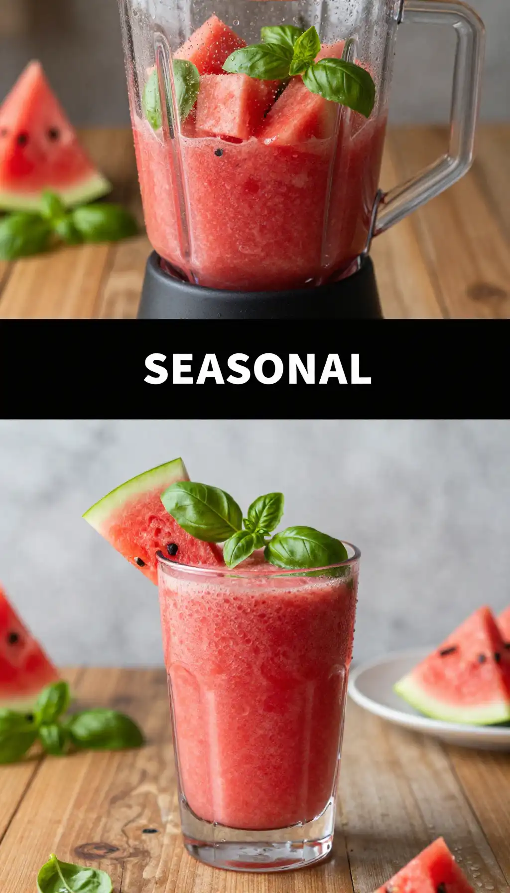 Watermelon Basil Smoothie for Summer Refreshment pinterest pin