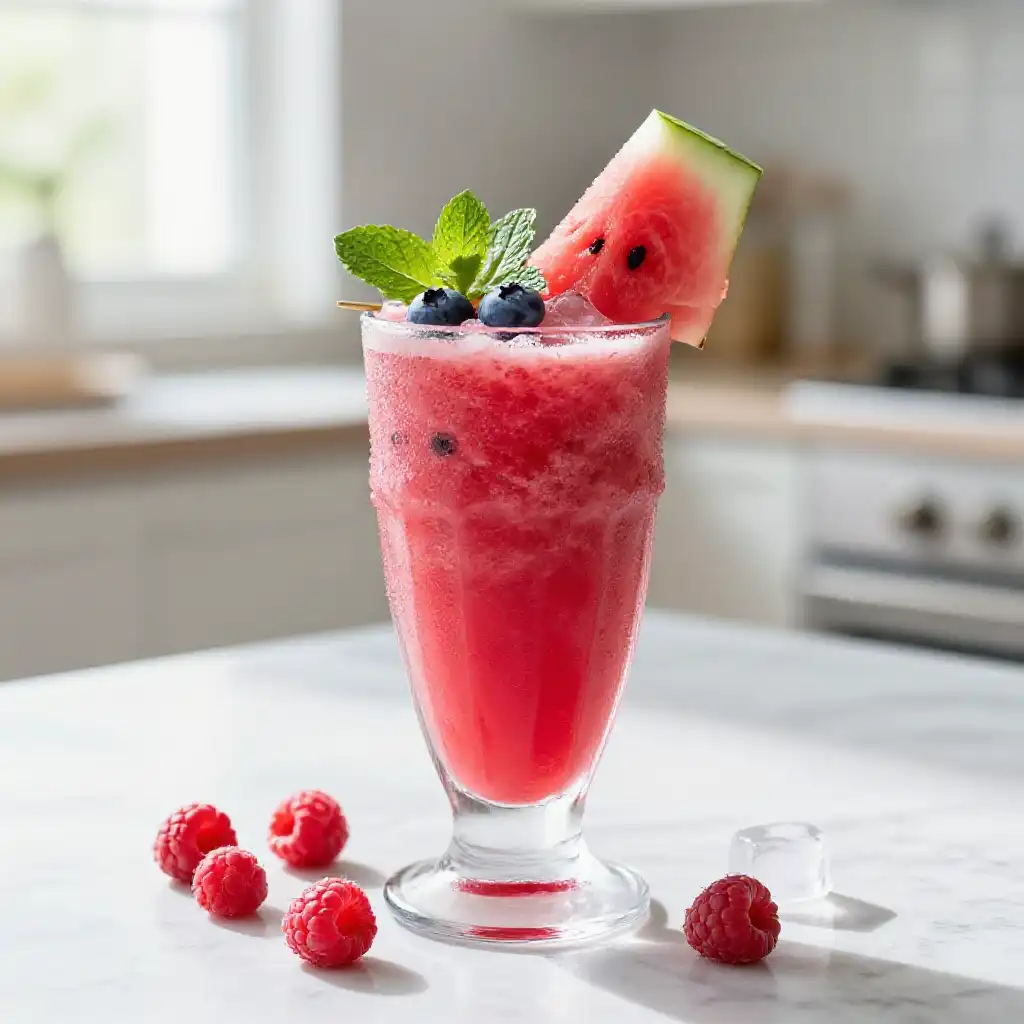 Watermelon Berry Smoothie for Summer Hydration plated dish