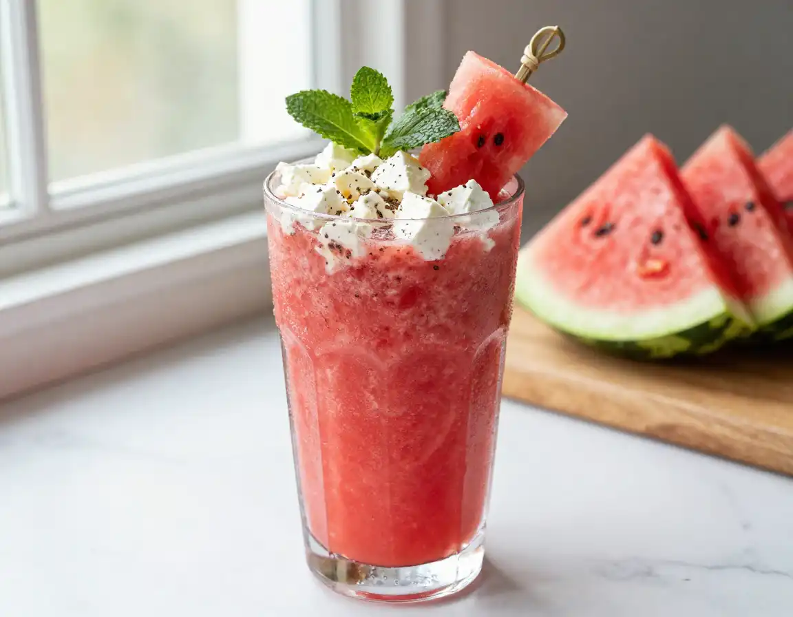 Watermelon Feta Smoothie plated dish