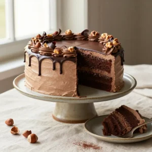 Decadent Whipped Chocolate Hazelnut Layer Cake Recipe
