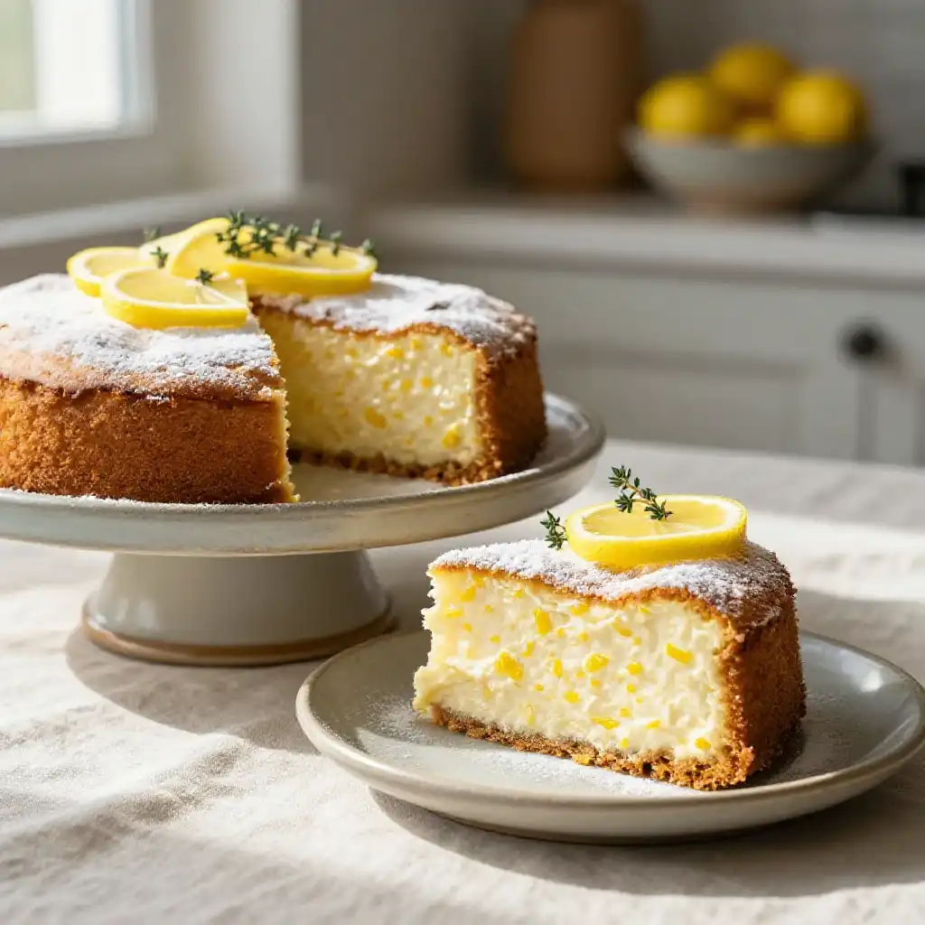 Whipped Ricotta and Lemon Zest Cake plated dish