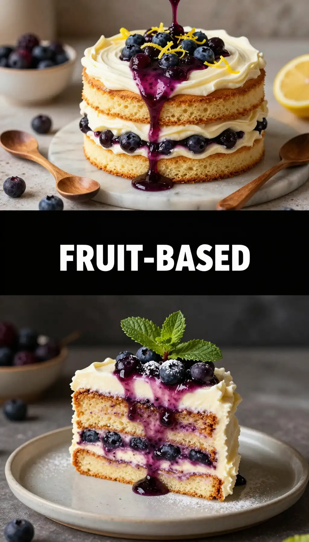 Wild Blueberry and Lemon Zest Layer Cake pinterest pin