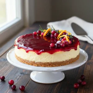 Easiest No-Bake Cranberry Orange Cheesecake Recipe